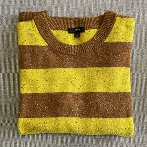 J. Crew Striped Wool Sweater Rich Tan & Yellow Large